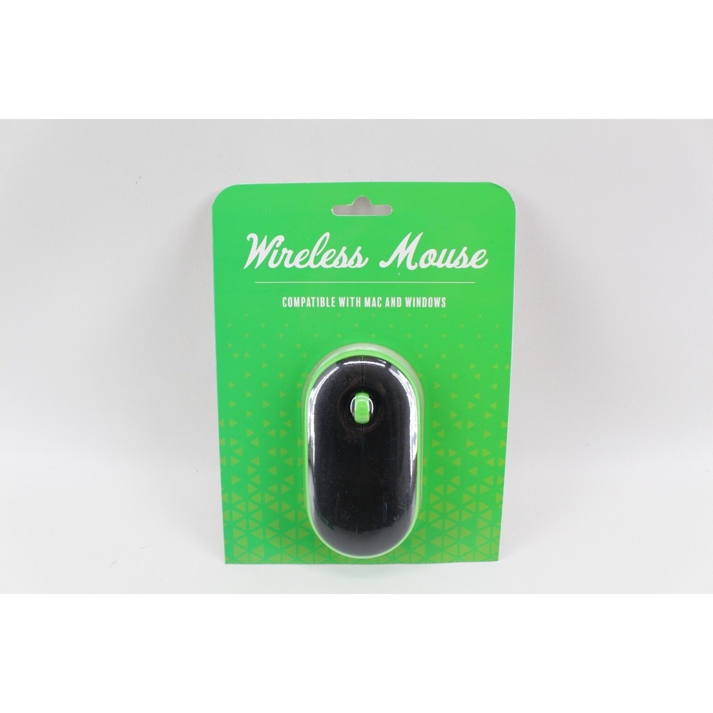 New Orbit Innovations Wireless Mouse w/ Scroll Wheel Compatible Mac/PC Green/Blk